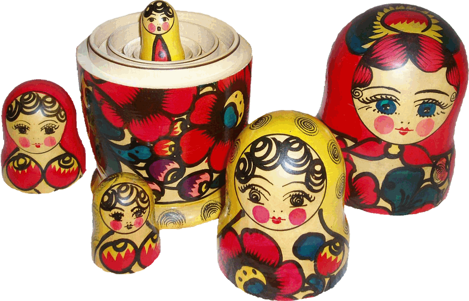 CC BY-SA 3.0 by Wikipedia user Fanghong Matryoshka dolls illustrating the layered aspect model